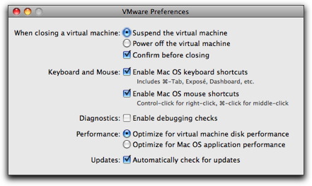 Preferences in VMware