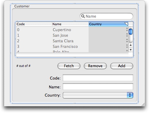 The form in Interface Builder with the last column selected.