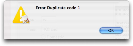 Error duplicate code